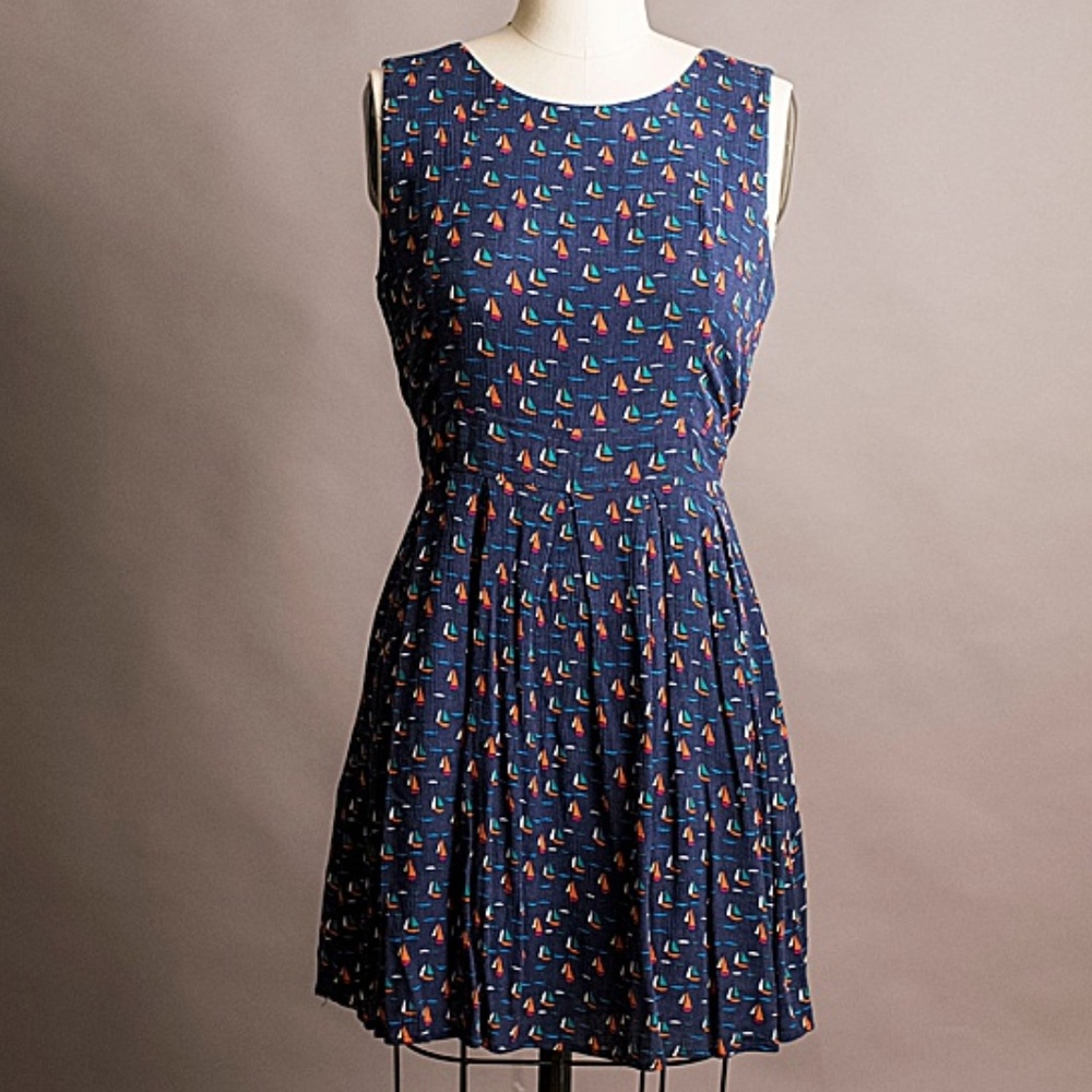 ModCloth Navy Mini Dress with Colorful Sailboat Print
